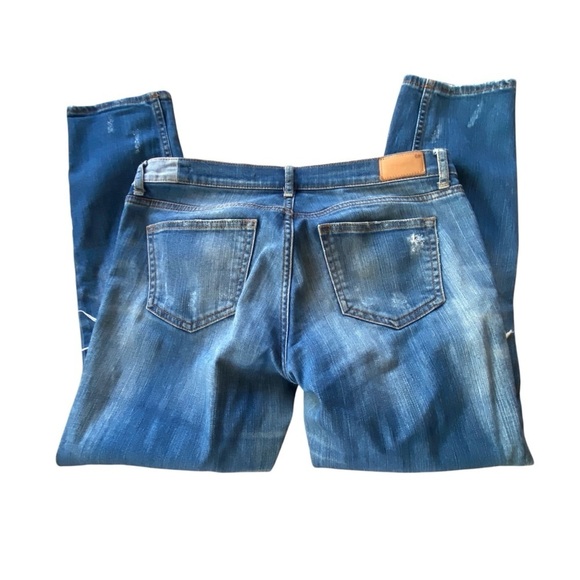 Zara Ripped Raw Stretchy Medium Rise Relaxed Straight Leg Distressed Jeans SZ 26 - Picture 7 of 10